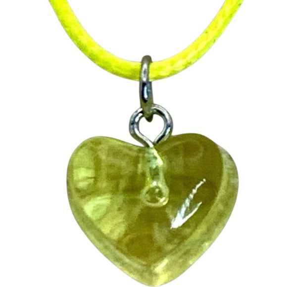Alaska Wild Rose Designs Other - Heart Acrylic Yellow Necklace With Yellow 16” & 2” Ext Heart & Love Valentine
